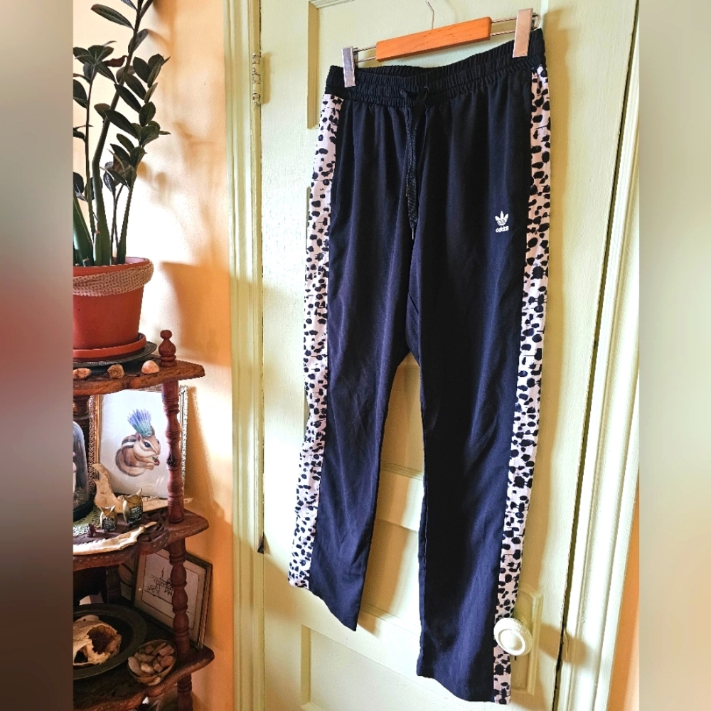 Adidas Inked lightweight paint spatter black white track pants